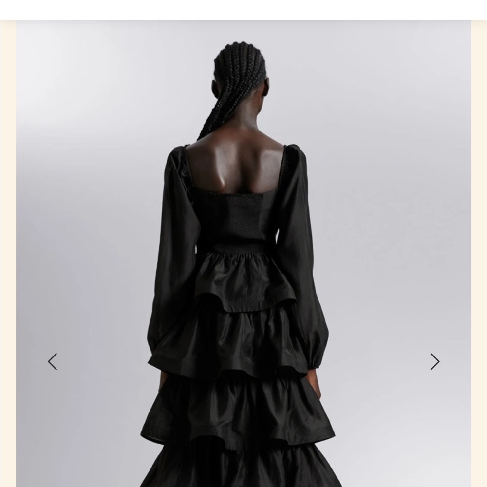 & Other Stories Los Angeles Atelier Black Ruffled, Sweetheart Neck Dress size 10 - Picture 4 of 10